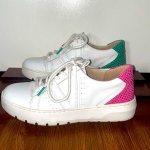 Womens VIONIC White Abyss Simasa Leather Lizard Lace Up Sneaker Shoes Size 7